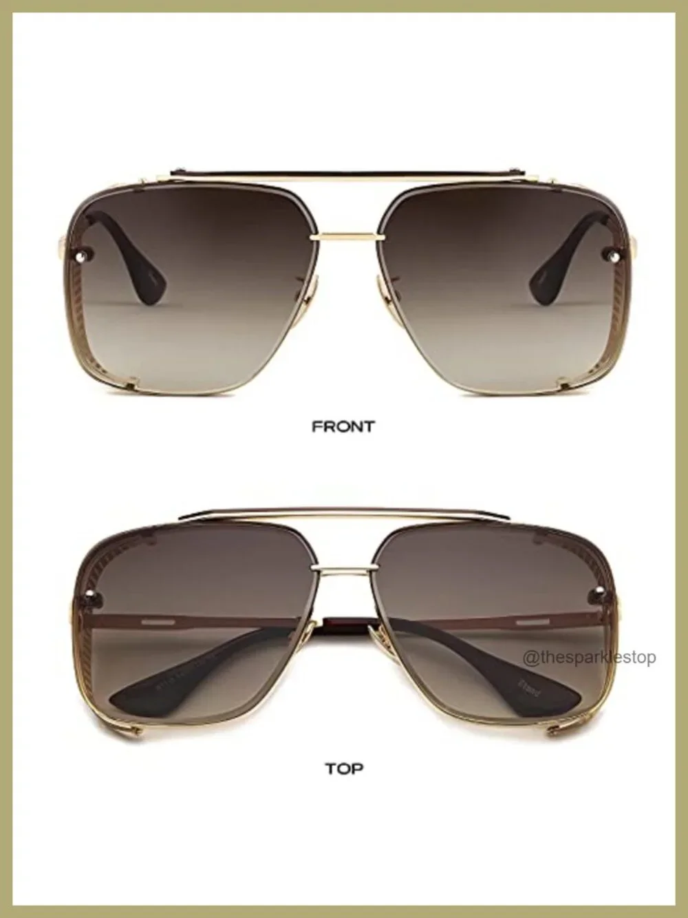 Oversized Square Aviator Sunglasses Metal Side Shield UV400